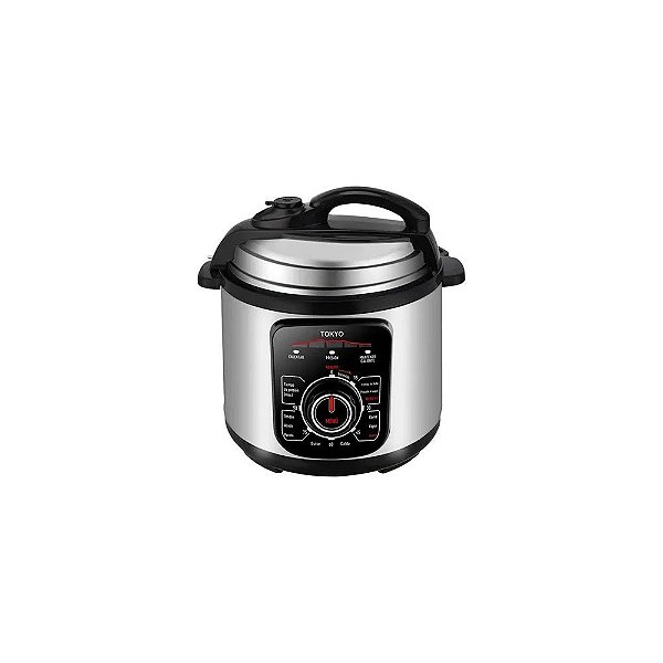 Panela de Pressão Elétrica Tokyo EDTOP6L 6L 1000W 220V Prata e Preto