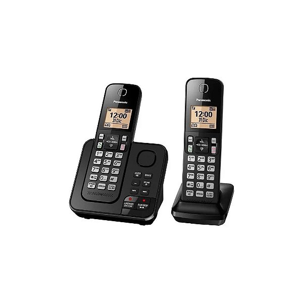 Telefone Sem Fio Panasonic KX-TGC362LAB com Identificador de Chamadas (2 Unidades) - Preto