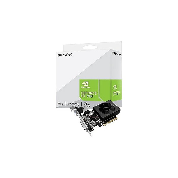 Placa de vídeo PNY Geforce GT 730 com 2GB GDDR3 / Boost 1600MHZ / DVI-D / VGA / HDMI