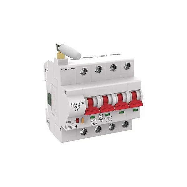 Disjuntor MCB ZISB9-4P 32A Wi-Fi - 400V/50HZ
