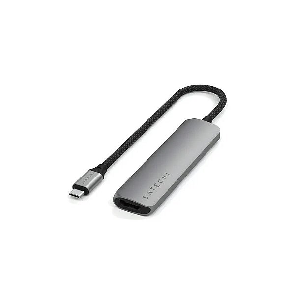 Hub Satechi ST-P4SM USB-C 4 Em 1 Adaptador Multifuncional Fino 4K - Cinza Espacial