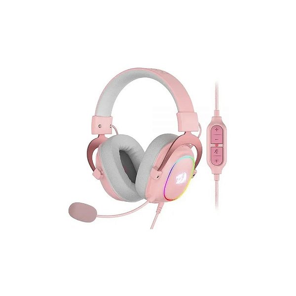 Fone de Ouvido Gamer Redragon H510P-RGB Zeus X Microfone Unidirecional/53MM/RGB - Rosa