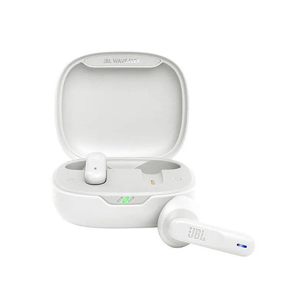Fone de Ouvido Sem Fio JBL Wave Flex Bluetooth/Microfone/IPX54 - Branco
