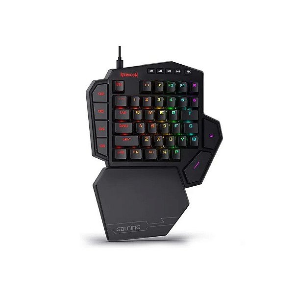 Teclado Gamer Redragon Diti K585 RGB Switch Marrom Cabo (Uma Mão) - Preto