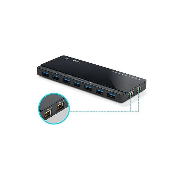 Hub TP-Link UH720 3.0 USB 7 Portas +2 Porto de Carga - Preto