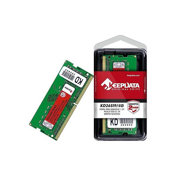 Memória RAM para Notebook Keepdata de 4GB KD26S19/4G DDR4/2666MHZ - Verde