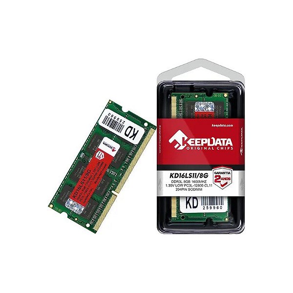 Memória RAM para Notebook Keepdata de 8GB KD16LS11/8G DDR3L/1600MHZ - Verde