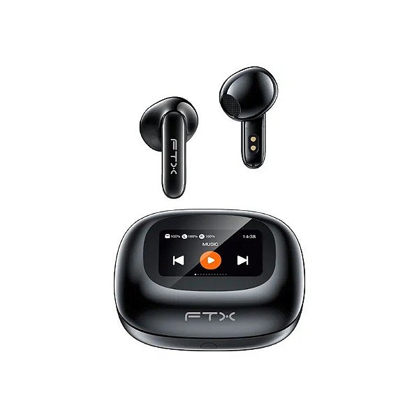 Fone de Ouvido FTX E97L-BK Mic/Toque/Bluetooth/com Tela LED - Black