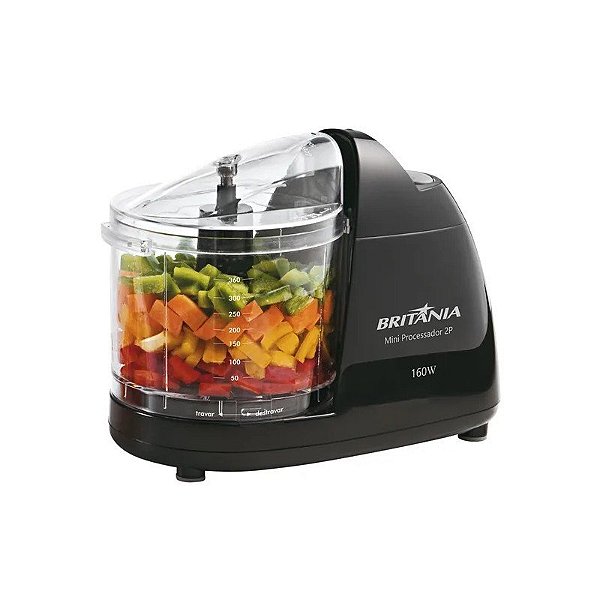 Mini Processador de Alimentos Britania 2P 160W/360ml/220V - Preto