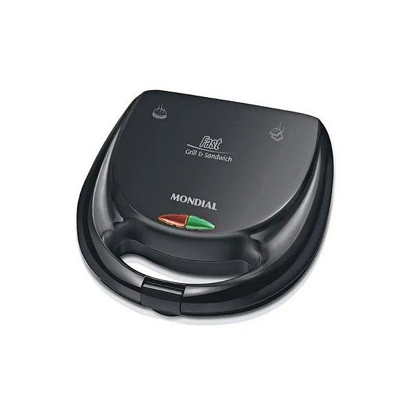 Sanduicheira Mondial Fast Grill Sandwich S-12 com 750W / Placas Antiaderentes / 220V - Preto