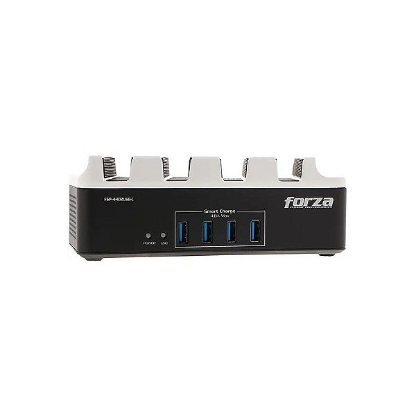 Estação de Carregamento Forza FSP-4402USB-C com 4 Portas 220V - Branco/Preto