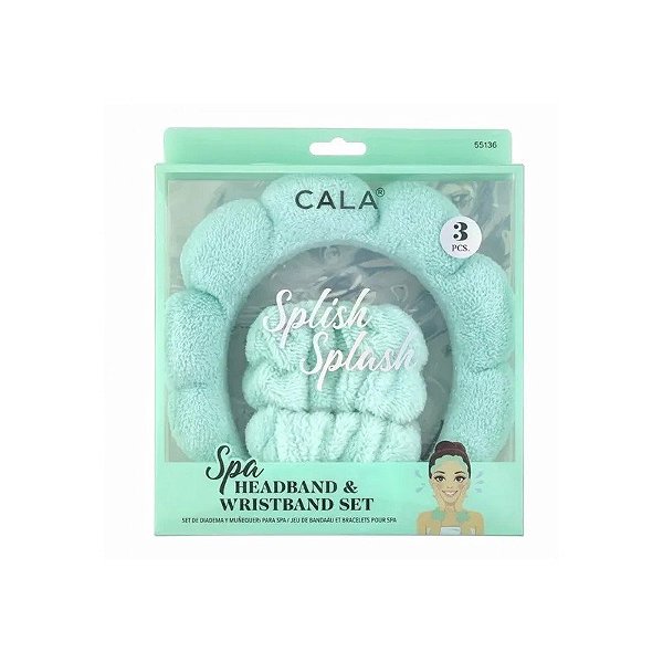 Kit de Fones de Ouvido e Munhequeiras Cala Spa Verde com 3