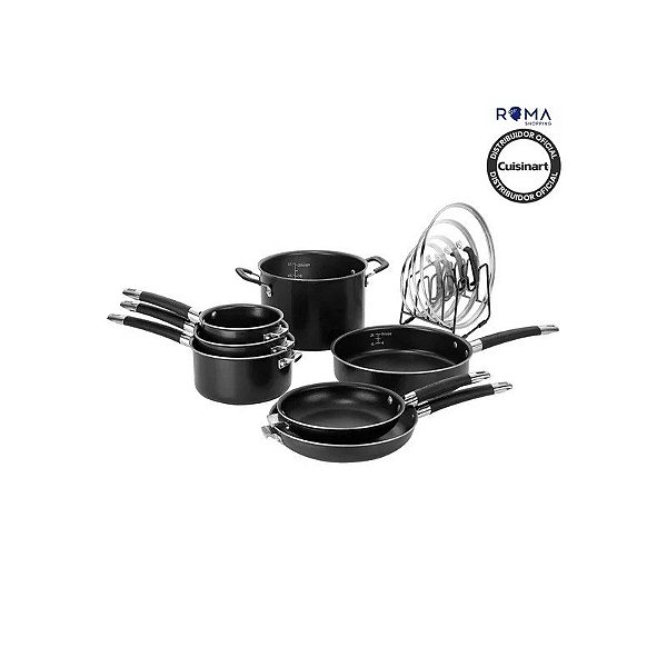 Jogo de Panelas Antiaderentes Cuisinart N51C-12BK Smartnest Preto 12 Peças