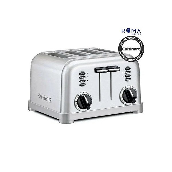 Torradeira Clássica Metal Cuisinart CPT-180BR 4 Fatias 6 Níveis Inox 110V
