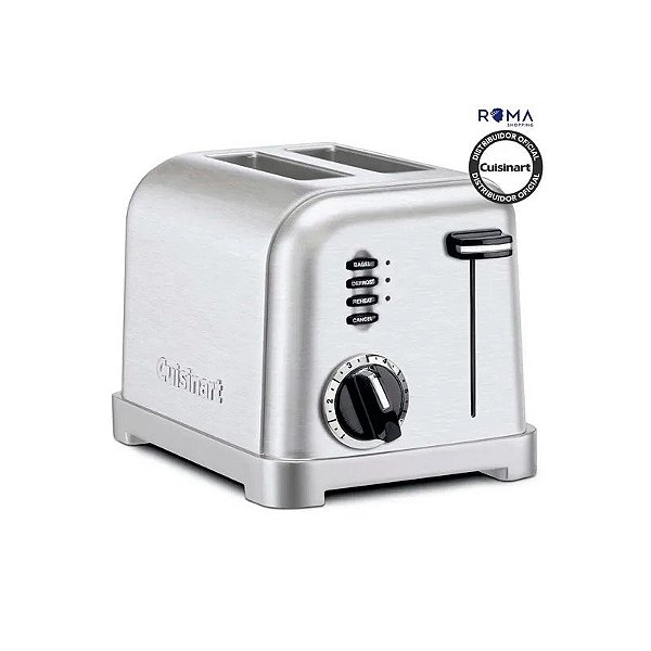 Torradeira Elétrica Cuisinart CPT-160BRB Clássica Metálica 2 Fatias 6 Níveis 220V Inox