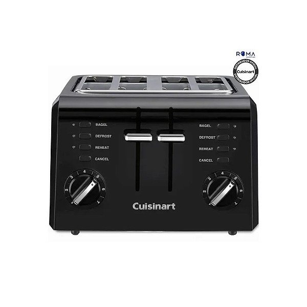 Torradeira Cuisinart CPT-142BKP1 Clássica Compacta 4 Fatias 110V - Preta
