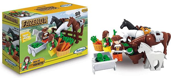 Blocos De Montar Fazenda Transporte De Animais 212 Peças