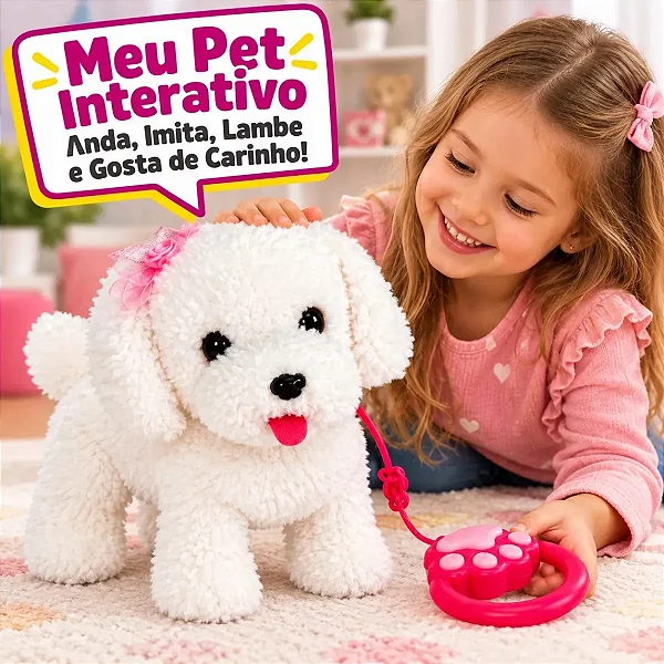 Cachorro Pet Interativo Realista Som Imita Canta Late Anda