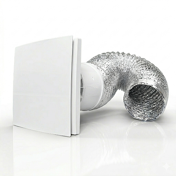 Exaustor de Banheiro Design Bivolt 150mm + 1m Duto de Aluminio