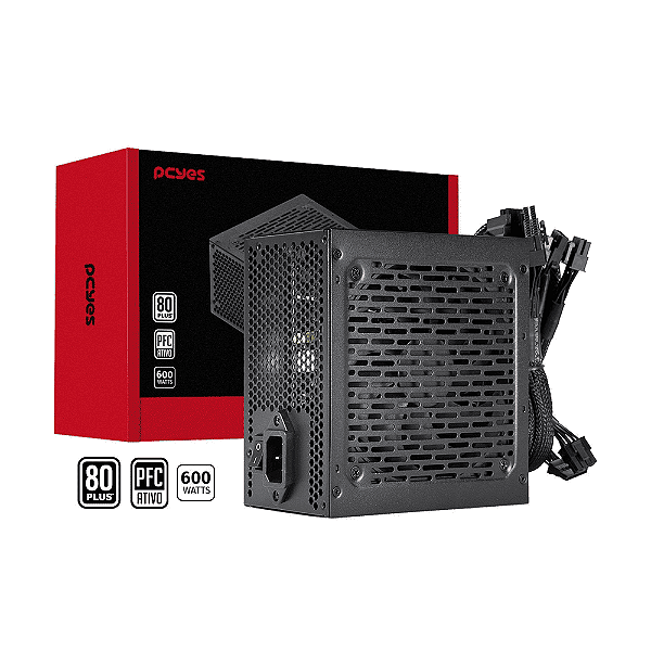 Fonte ATX Shocker 600W 80 Plus White PF600SHW - Pcyes