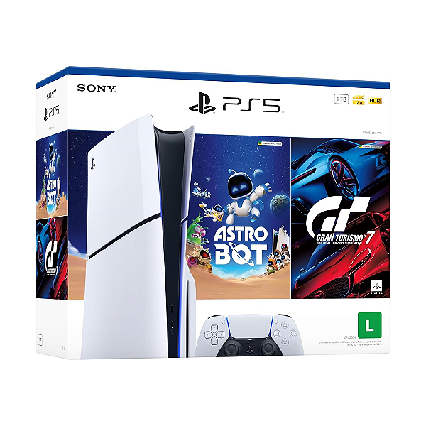 Console PS5 Slim Fisíco Gran Turismo 7 e Astro Bot 1TB SSD