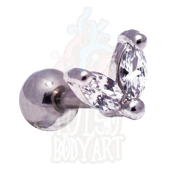 Piercing de Orelha Zircônia Dupla