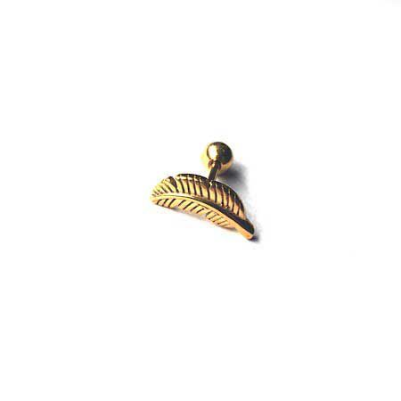 Piercing Orelha Folha Dourado