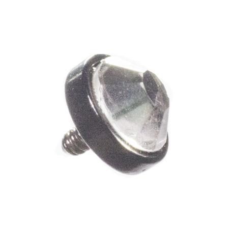 Joia Microdermal Preta com Cristal Branco