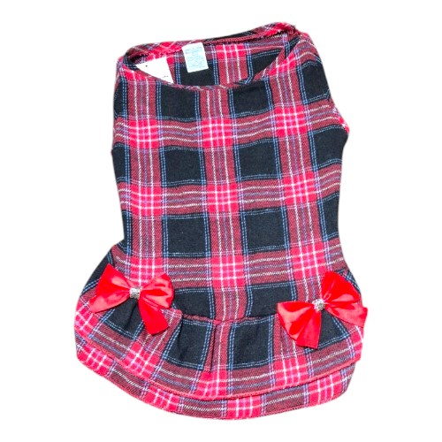 Vestido Pet Flanela Xadrez – Roupa de Inverno para Cachorras e Gatas