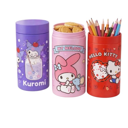 Pote Multiuso 1500ml com Tampa Hello Kitty e Snoopy Organizador Kawaii