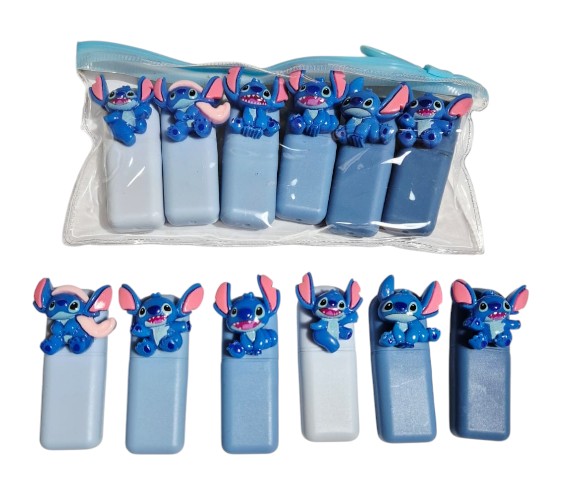 Kit Marca Texto Stitch 6 Cores Papelaria Fofa para Estudos e Planner