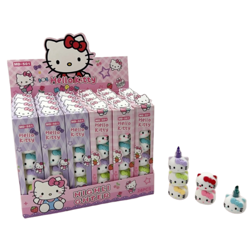 Marca Texto Torre Hello Kitty 5 Cores Empilhável Papelaria Fofa