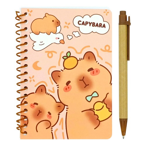 Bloco para Anotações Capivara com Caneta 48 Folhas 15 cm Papelaria Fofa 2 Estampas