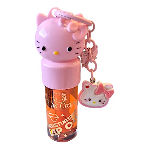 Lip Oil Hello Kitty Pink Grape com Chaveiro – Hidratante Labial com Aroma de Uva Rosa