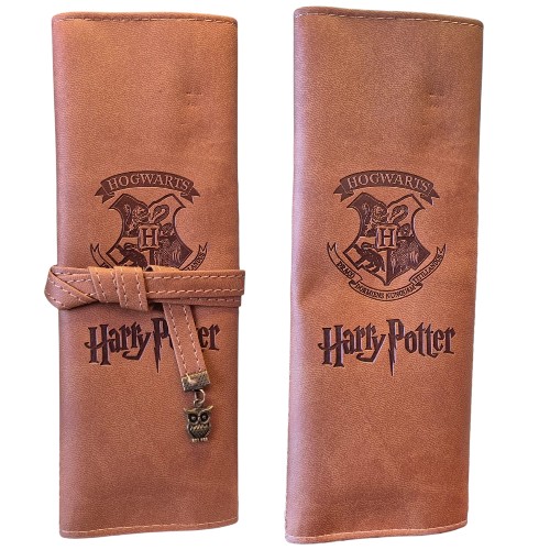 Estojo Enrolável Harry Potter em Couro Sintético Porta Lápis Roll Up 4 Cores