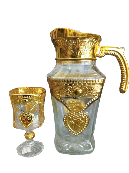 JARRA TRANSPARENTE E DOURADA