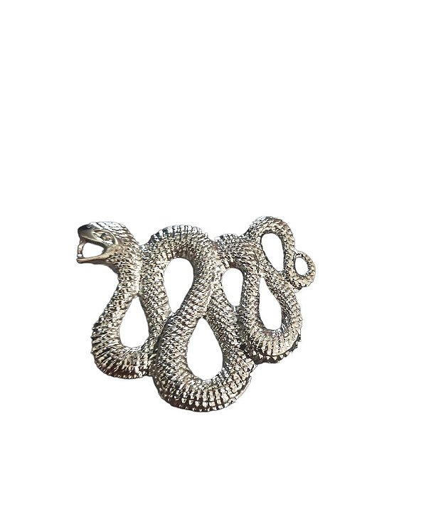 PINGENTE COBRA GRANDE PRATEADA 7 CM
