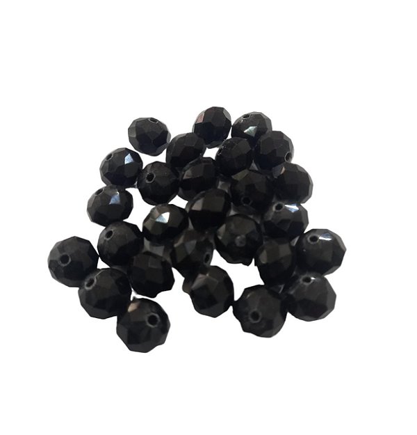 CONTA 10 MM PRETA FACETADA ACHATADA