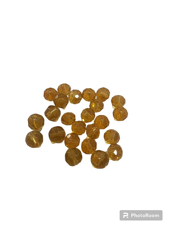 CONTA 8 MM AMARELO ESCURO FACETADA REDONDA