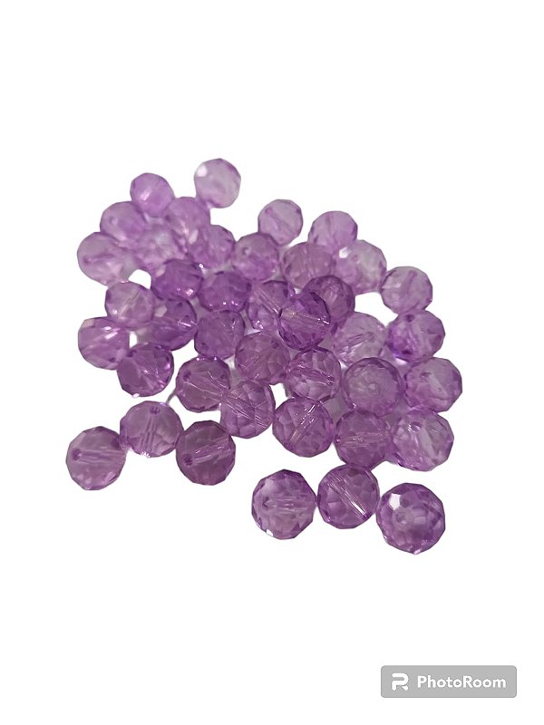 CONTA 10 MM LILAS FACETADA ACHATADA