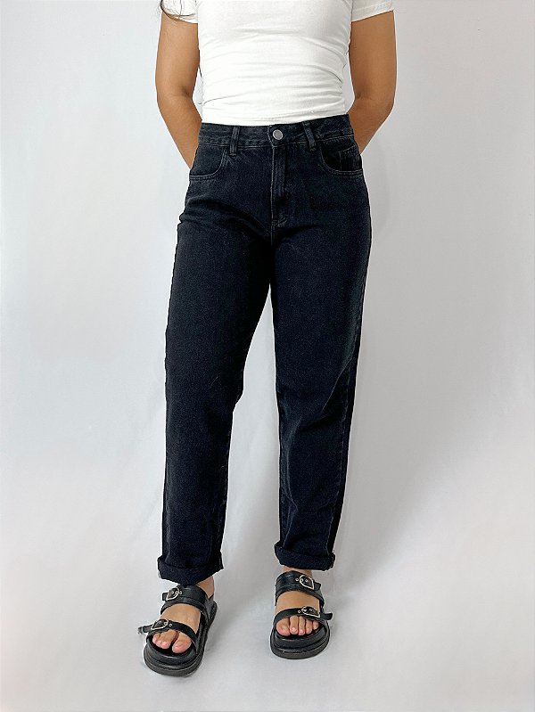 Calça Mom Jeans Ísis - Preta