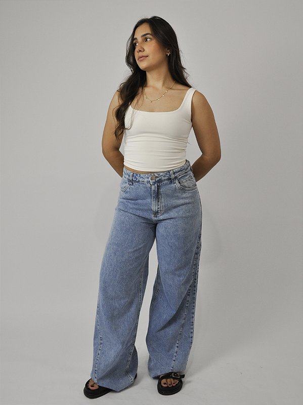 Calça Pantalona Jeans - Média