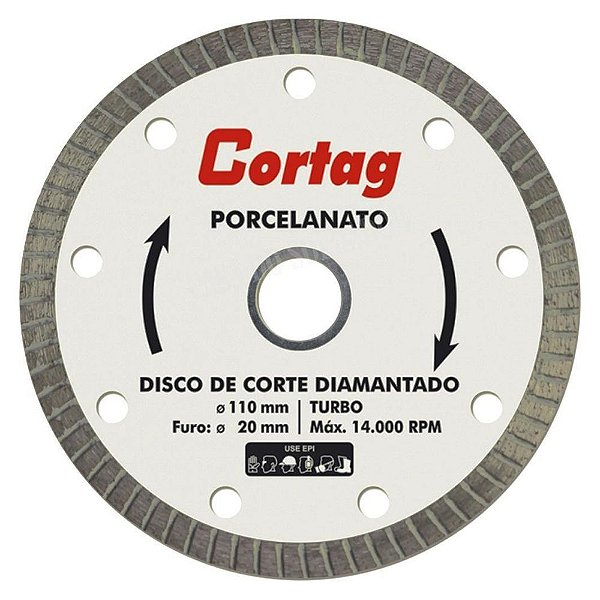 Disco Diamantado Porcelanato 110mm Furo De 20mm - Cortag