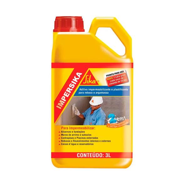 Aditivo 2 em 1 Impermeabiliza E Dá Liga. Impersika 3L