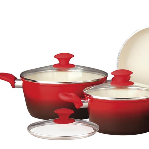 Conjunto de Panelas Ceramic Class Home 5Pcs Vermelho