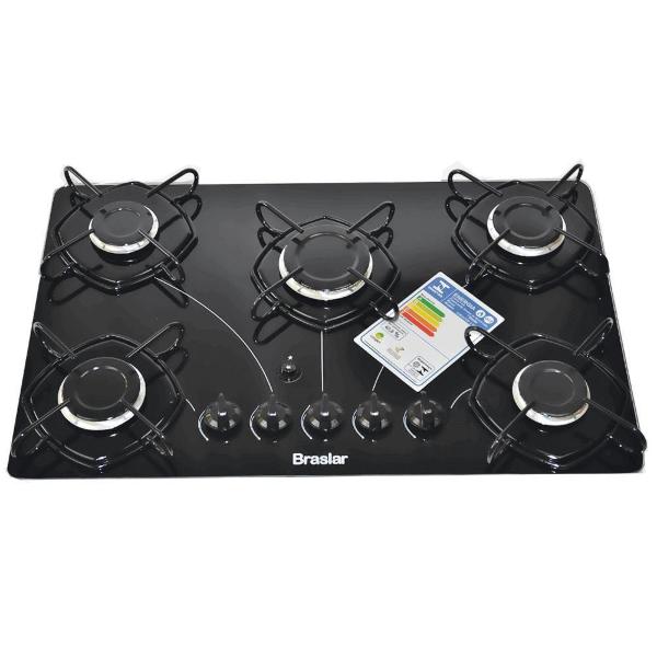 Fogão Cooktop 5 Bocas Mesa de Vidro Braslar Bivolt