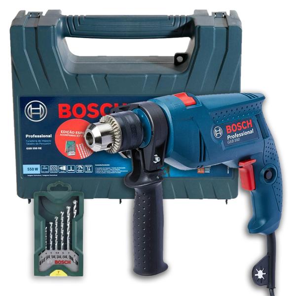 Furadeira de Impacto Bosch Gsb 550 Re 220V C/ Maleta e Brocas