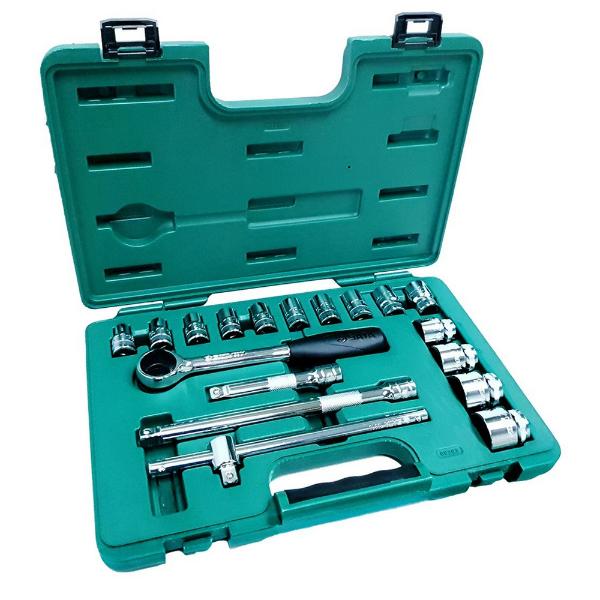 Jogo De Soquetes Estriados 1/2 Polegada 18 Peças SATA ST09203SJ