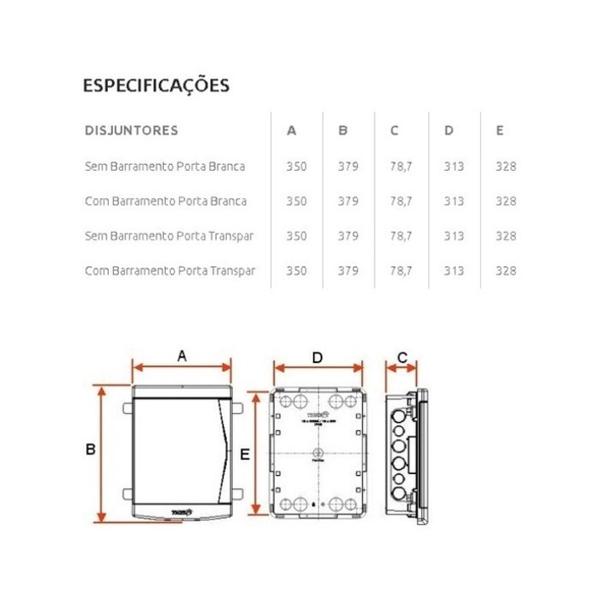 Quadro Distribuição s/ Barramento 18/24 Disjuntores Tigre