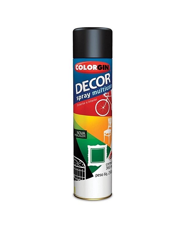 Tinta Spray Multiuso Preto Brilhante Decor Colorgin